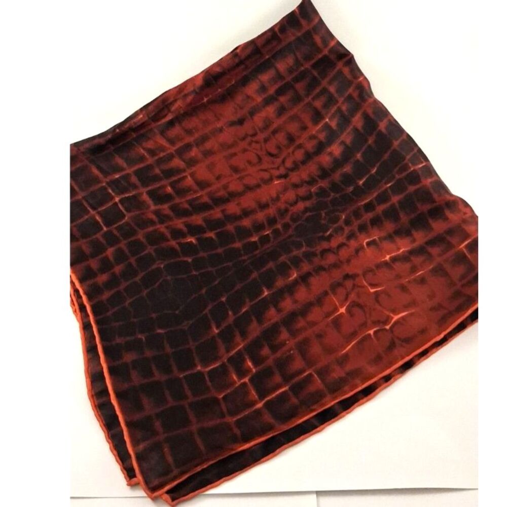 Japanese Shibori Silk Hand Rolled Red and Black Scarf